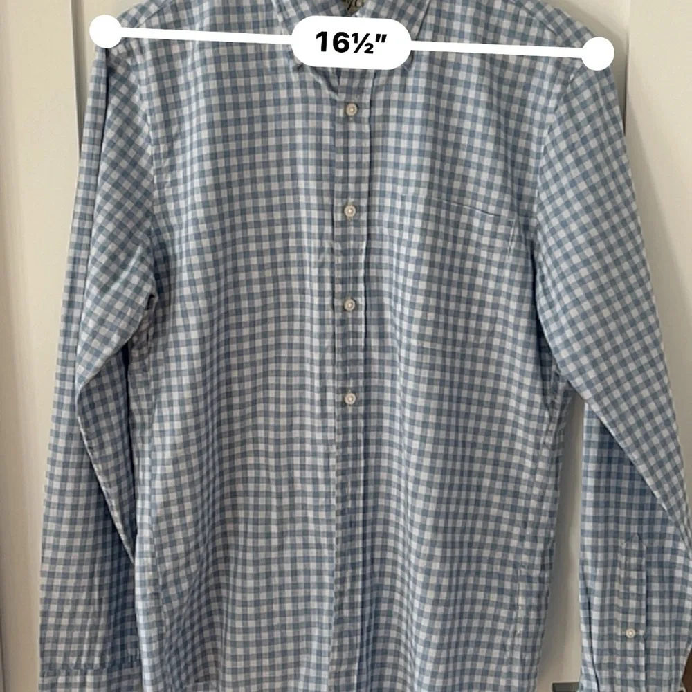 J. Crew blue  gingham pattern Wash Organic Cotton button Down Shirt Size S